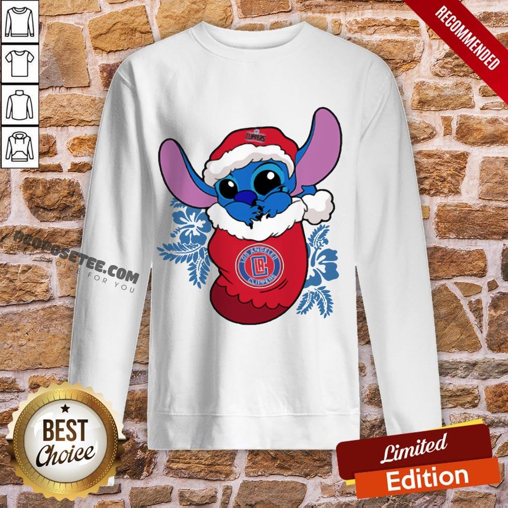 Premium La Clippers Christmas Stitch In The Sock Funny Disney Nba Shirt