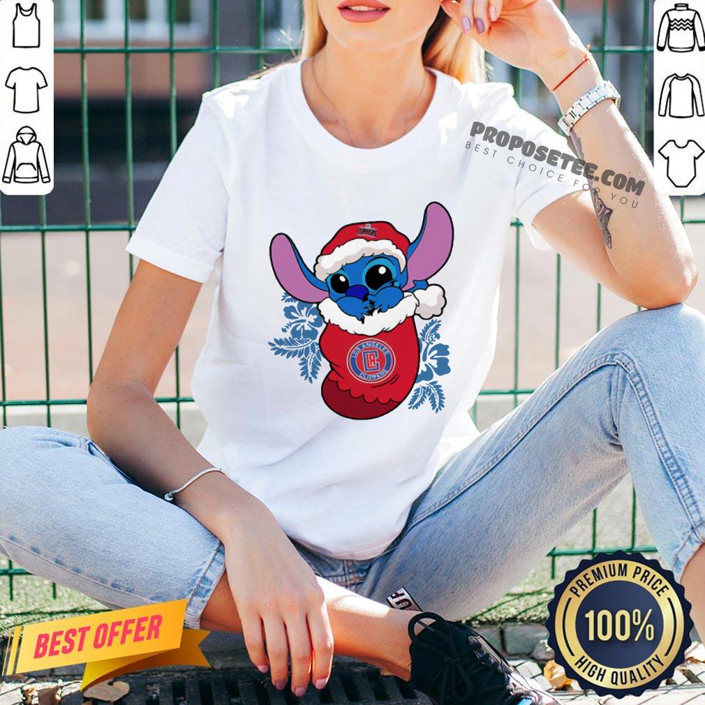 Premium La Clippers Christmas Stitch In The Sock Funny Disney Nba Shirt