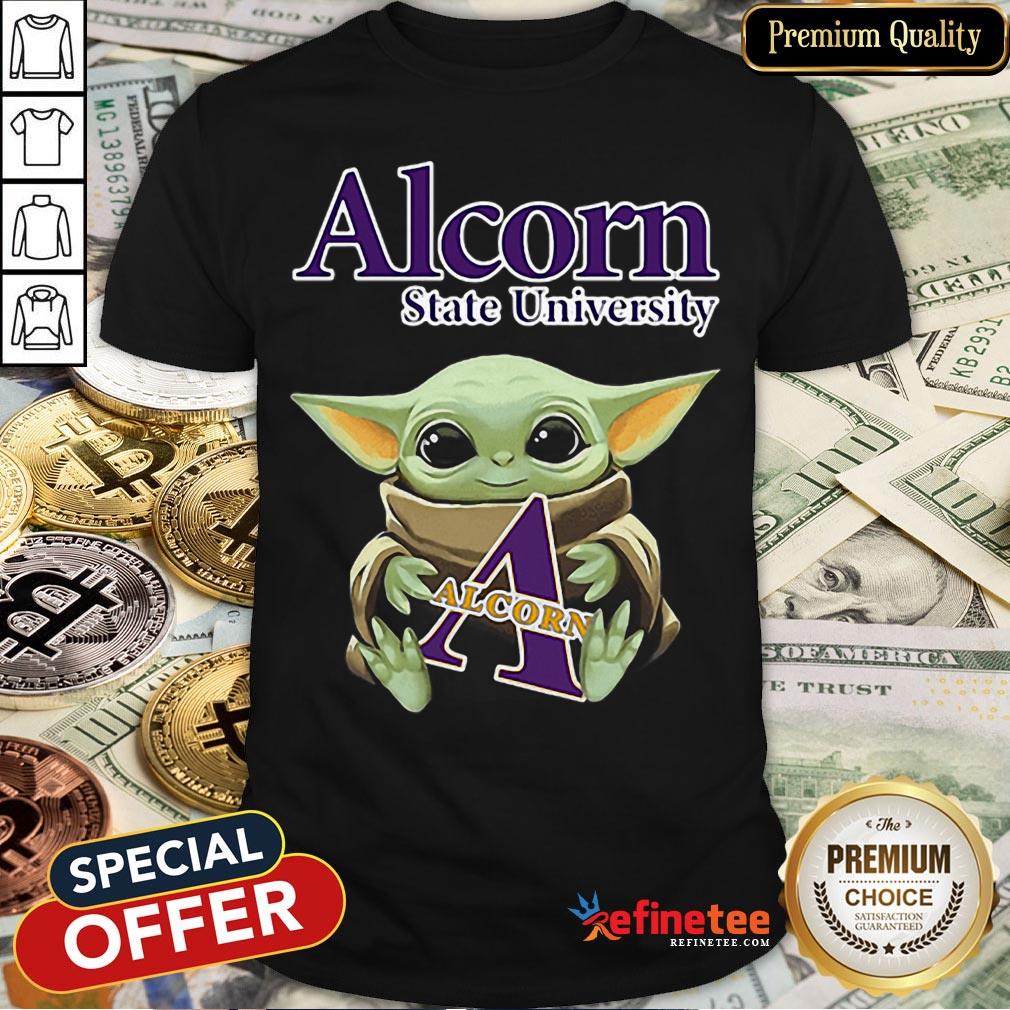 Pretty Baby Yoda Hug Alcorn State University Star Wars Shirt