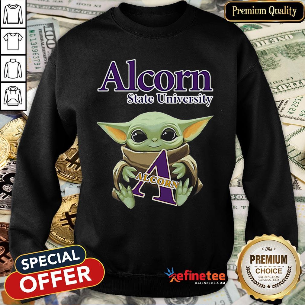 Pretty Baby Yoda Hug Alcorn State University Star Wars Shirt
