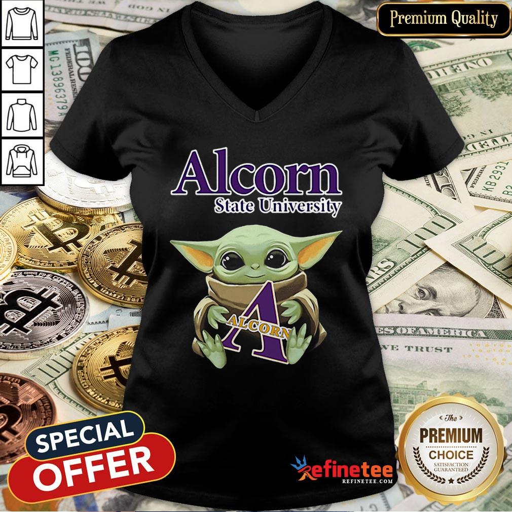 Pretty Baby Yoda Hug Alcorn State University Star Wars Shirt