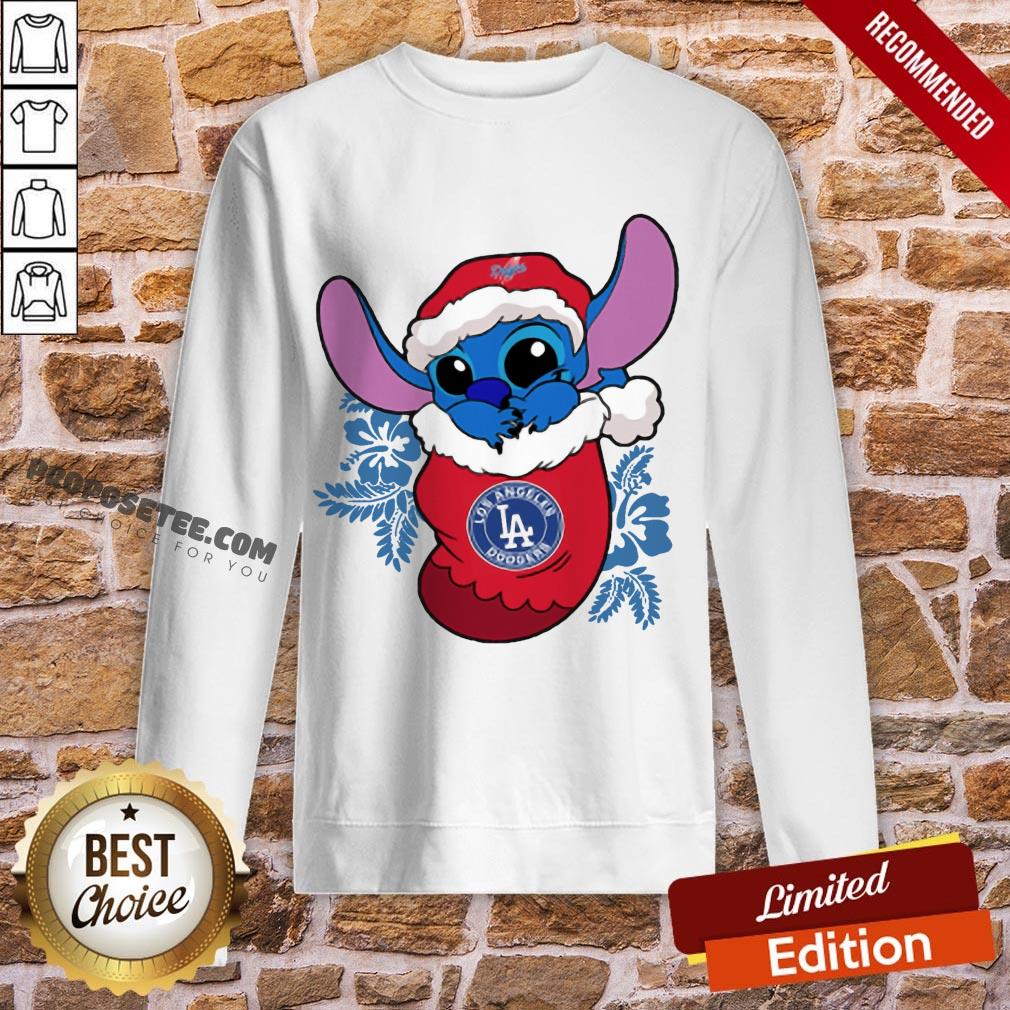 Pretty Los Angeles Dodgers Christmas Stitch In The Sock Funny Disney Mlb Shirt
