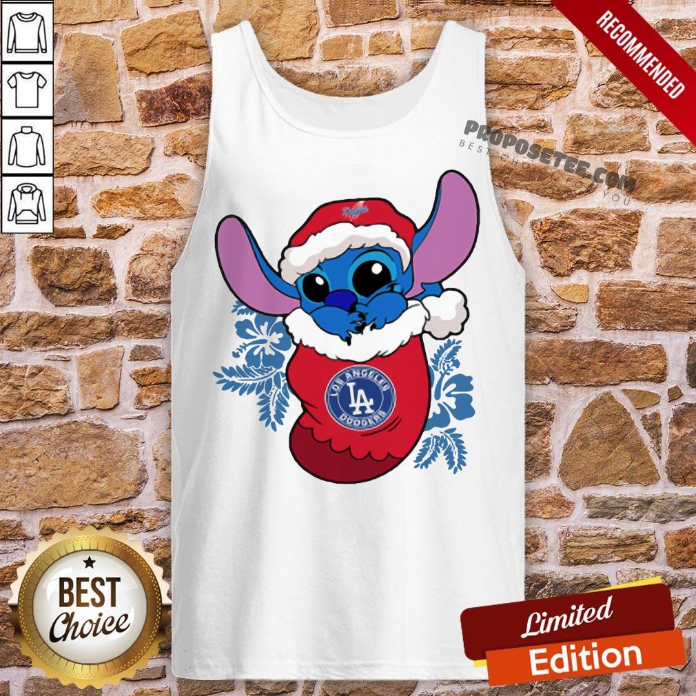 Pretty Los Angeles Dodgers Christmas Stitch In The Sock Funny Disney Mlb Shirt
