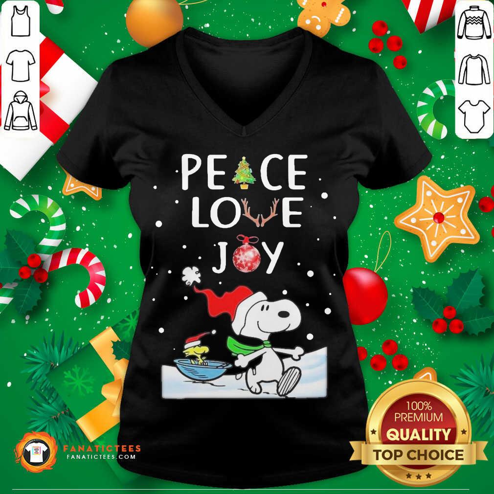 Pretty Peanuts Snoopy Peace Love Joy Christmas Shirt