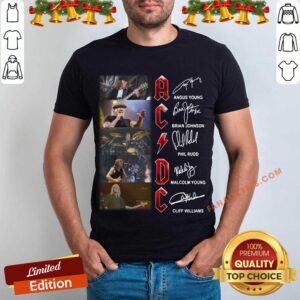 Official ACDC Angus Young Brian Johnson Phil Rudo Malcolm Young Cliff Williams Signatures Shirt