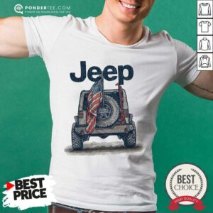 Jeep Car With American Flag Shirt