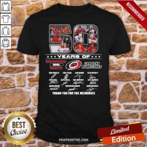 Good 50 Years Of Carolina Hurricanes The Greatest NHL Teams Thank You For The Memories Signatures Shirt