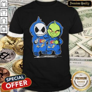 Baby Skeleton And Baby Grinch Kansas Jayhawk Shirt