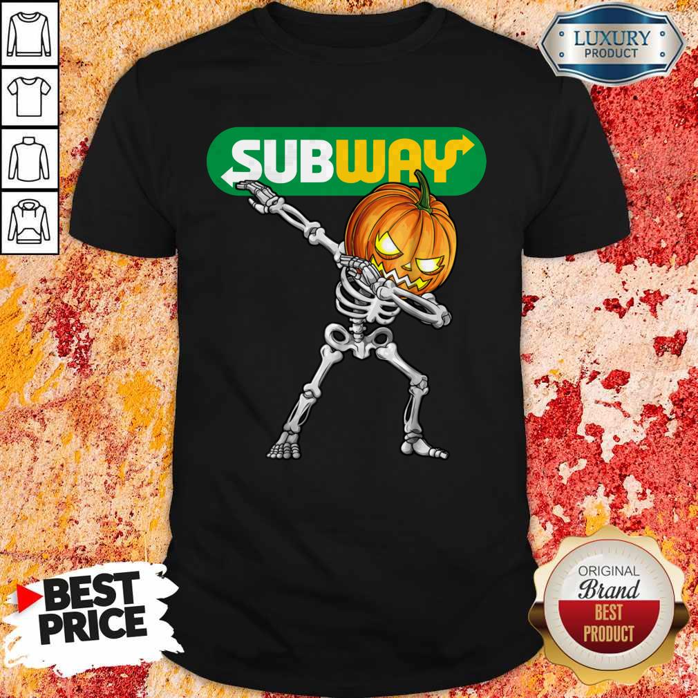 Skeleton Dabbing Halloween Pumpkin Subway Shirt