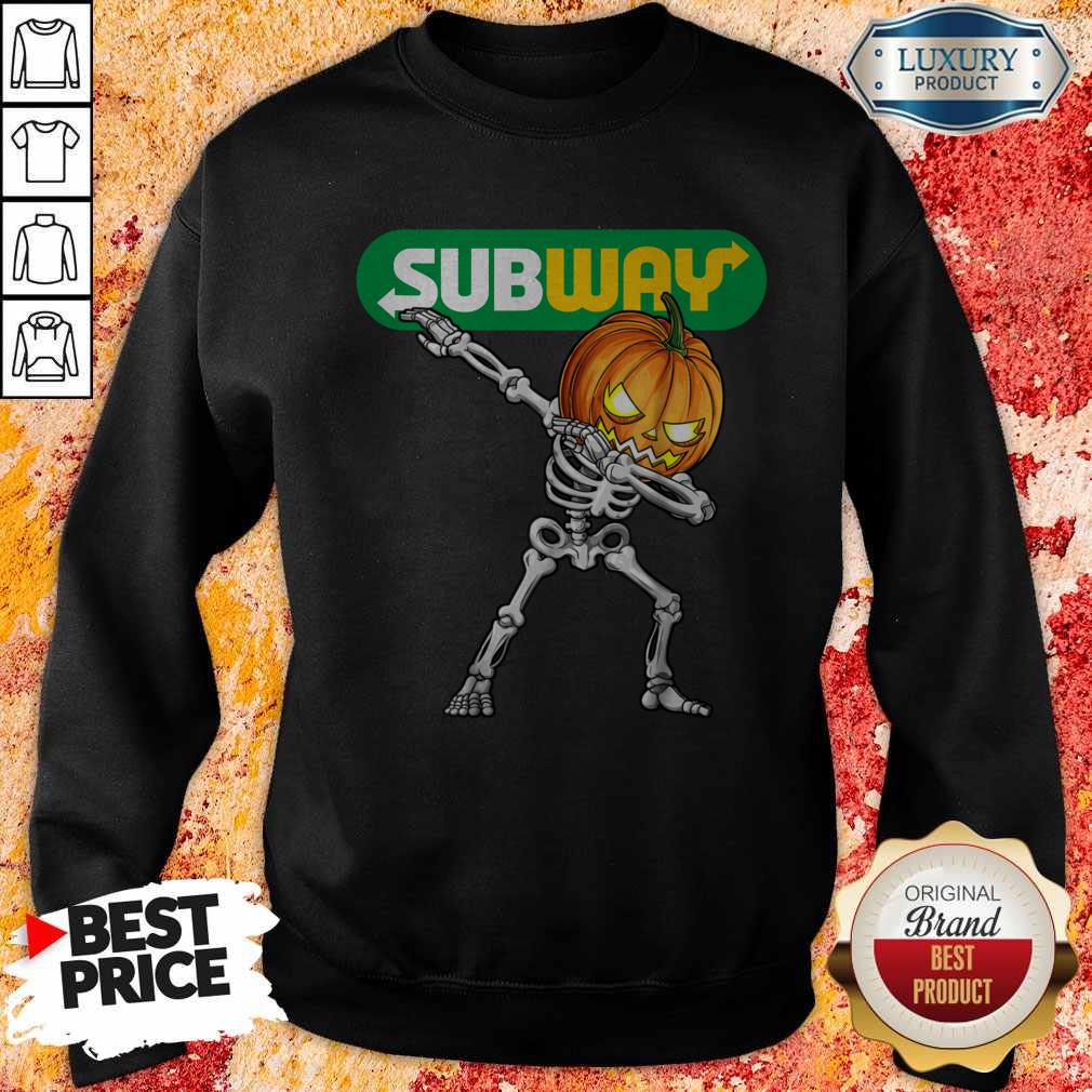Skeleton Dabbing Halloween Pumpkin Subway Shirt