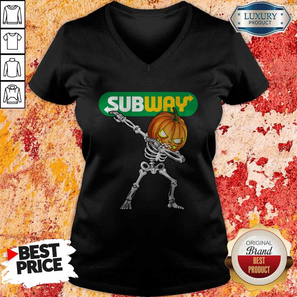 Skeleton Dabbing Halloween Pumpkin Subway Shirt
