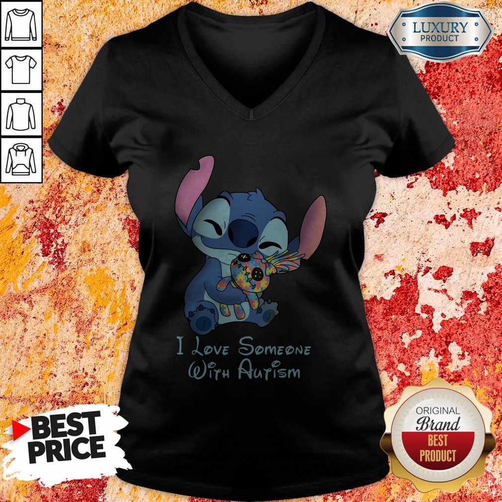 Stitch Hug Jack Skeleington Autism I Love Someone With Autism Shirt