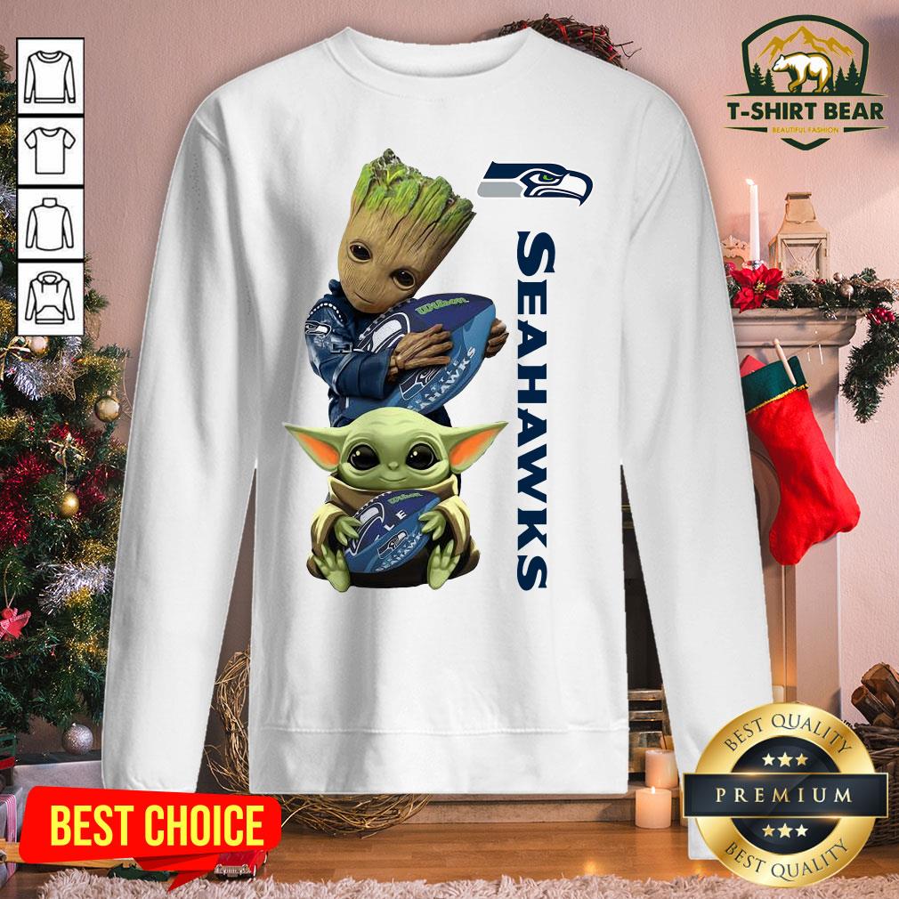 Cool Baby Groot And Baby Yoda Hug Seattle Seahawks Star Wars Shirt
