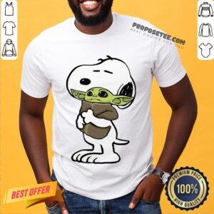 Original Snoopy Hugging Baby Yoda Star Wars Shirt