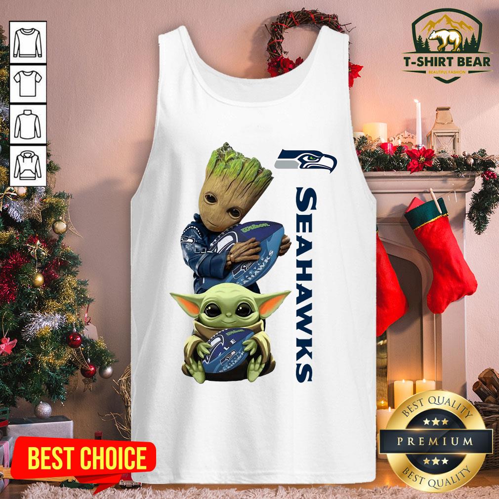 Cool Baby Groot And Baby Yoda Hug Seattle Seahawks Star Wars Shirt