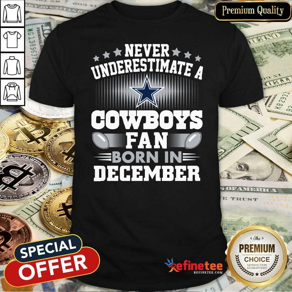 Top Never Underestimate Cowboys Fan Born In December Shirt