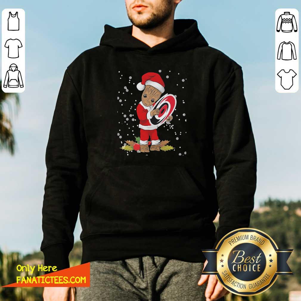Top Santa Baby Groot Hug Carolina Hurricanes Christmas Shirt