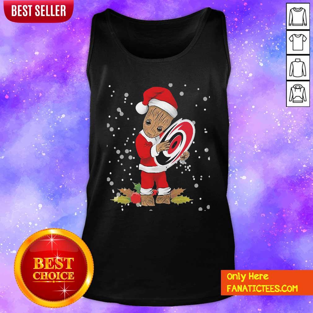 Top Santa Baby Groot Hug Carolina Hurricanes Christmas Shirt