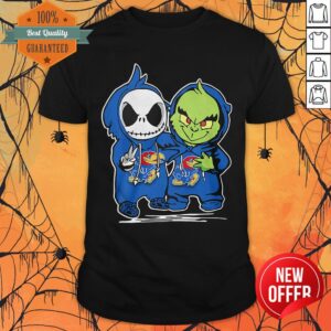 Baby Jack Skellington And Baby Grinch Kansas Jayhawks Shirt