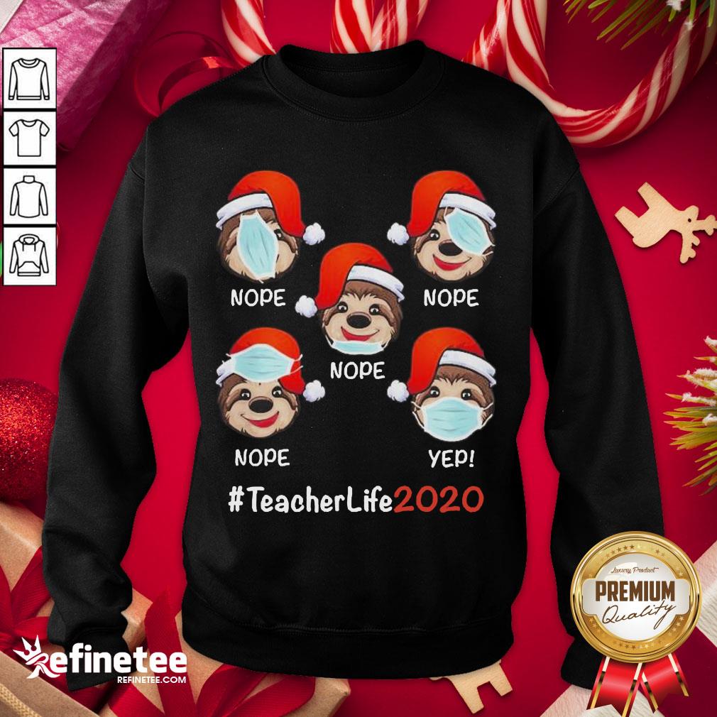 Funny Christmas Teacherlife 2020 Sloth Wearing Mask Shirt
