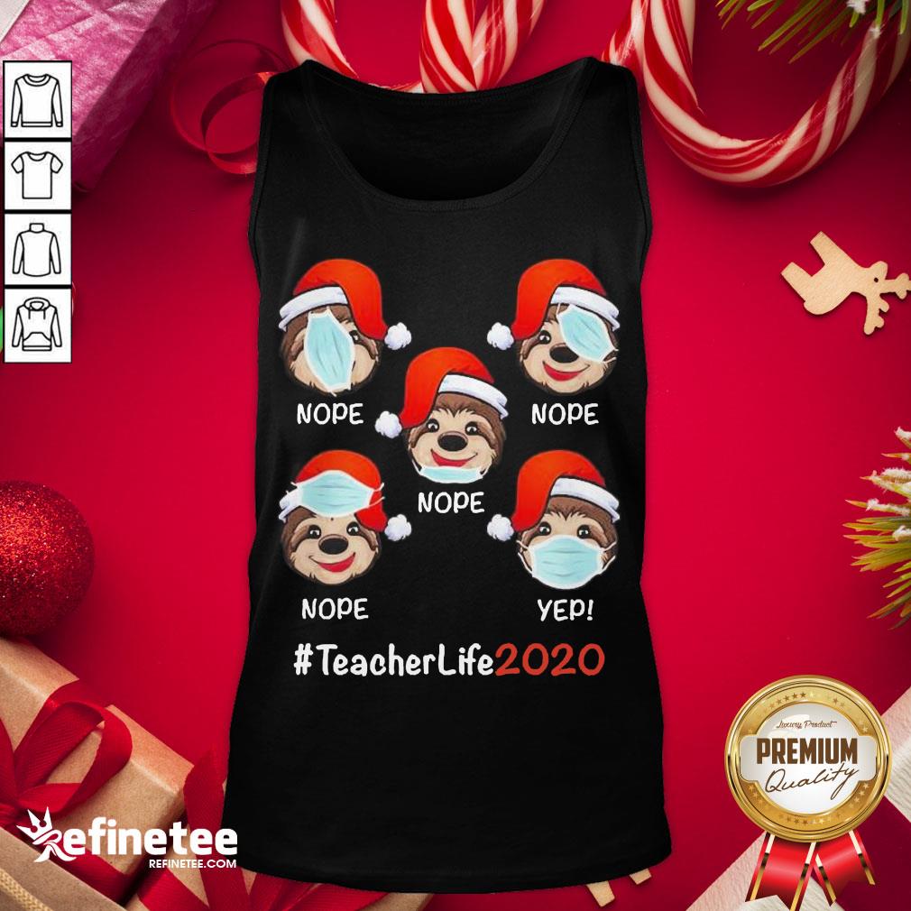 Funny Christmas Teacherlife 2020 Sloth Wearing Mask Shirt
