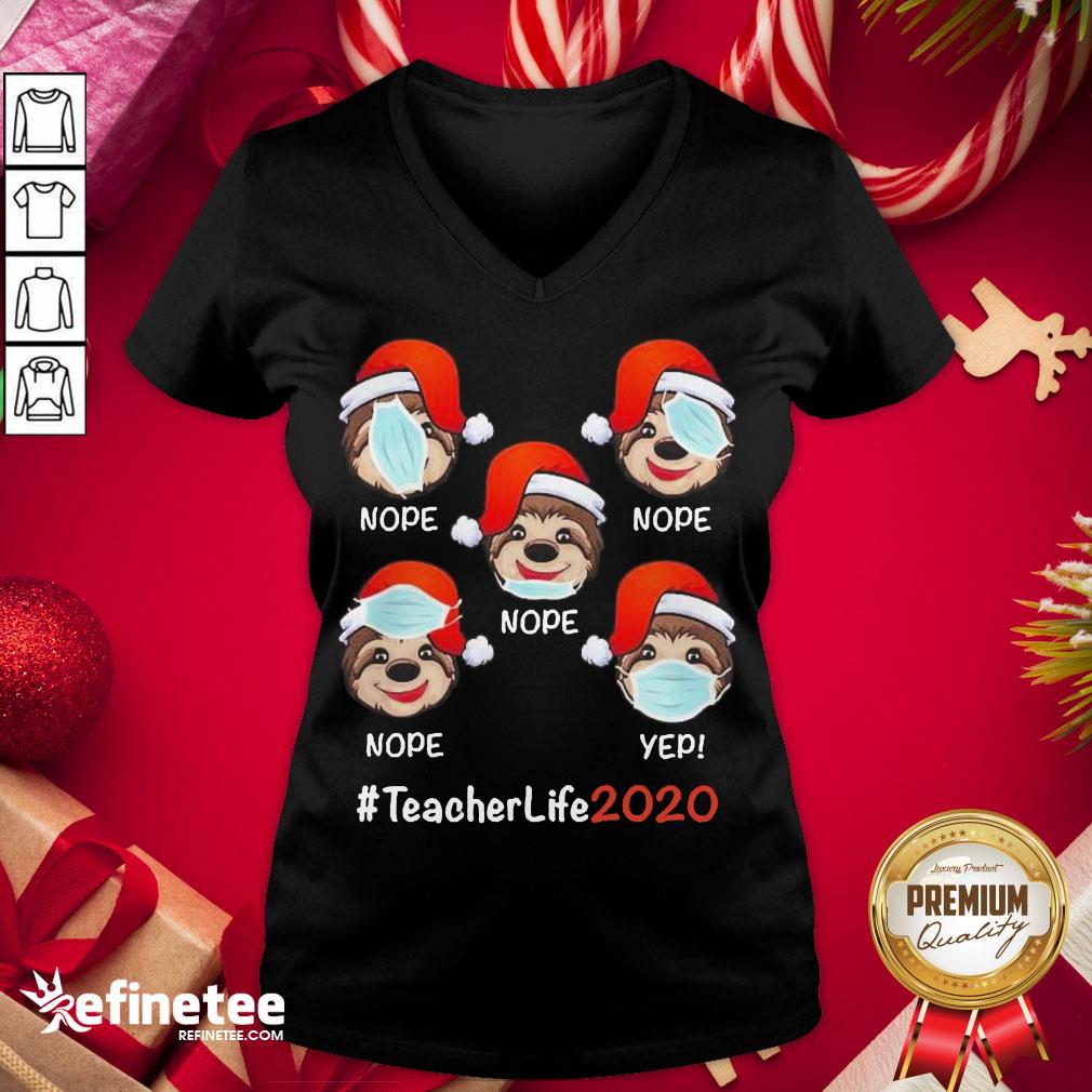 Funny Christmas Teacherlife 2020 Sloth Wearing Mask Shirt