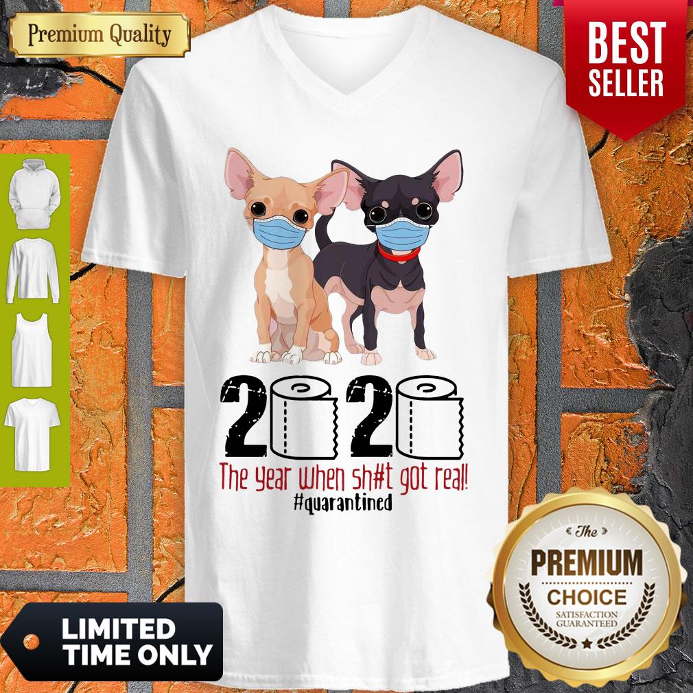 Top Chihuahua Face Mask 2020 The Year When Shit Got Real Quarantined Shirt