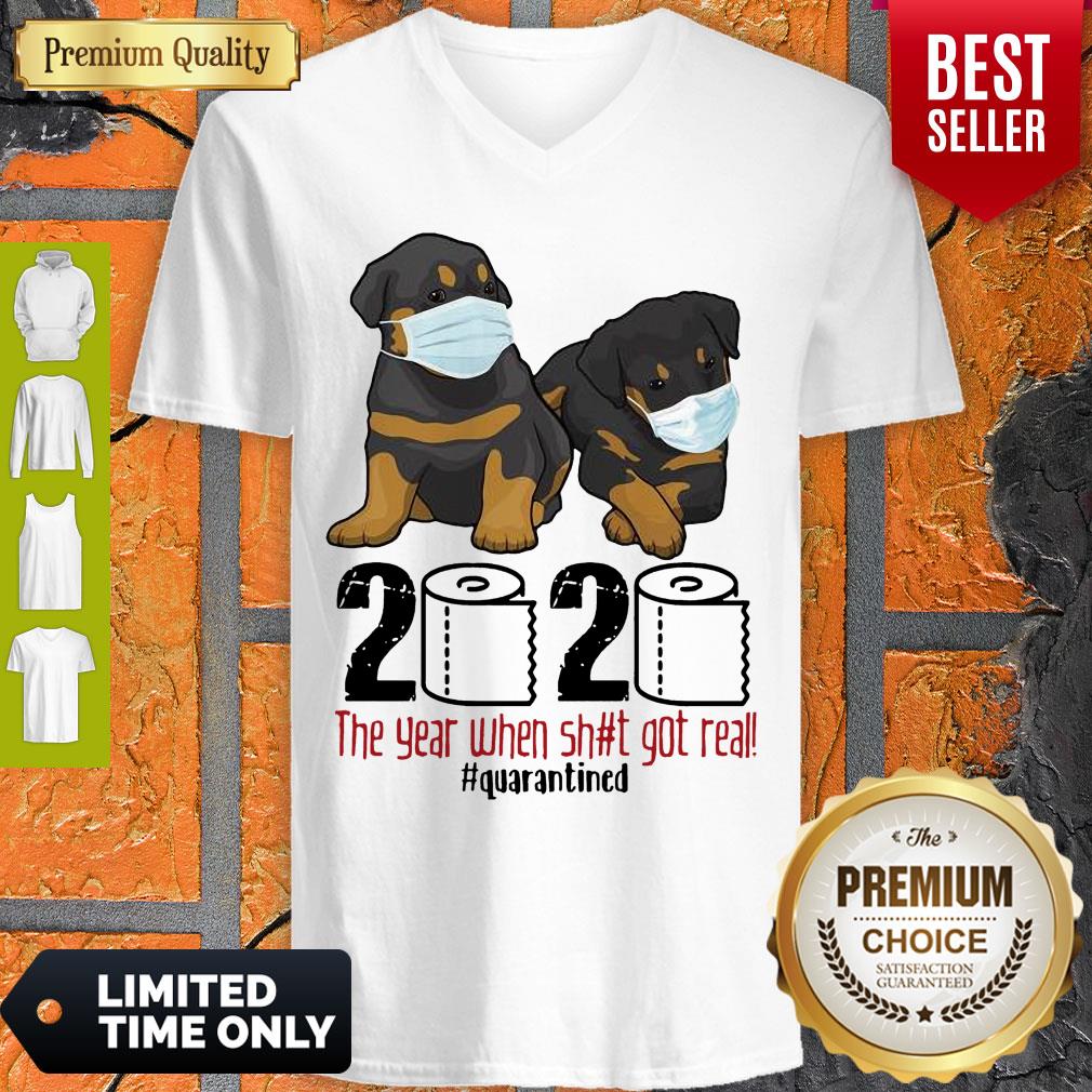 Perfect Rottweiler Face Mask 2020 The Year When Shit Got Real Quarantined Shirt