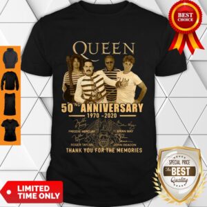 Top Queen 50th Anniversary 1970 2020 Thank You For The Memories Signatures Shirt
