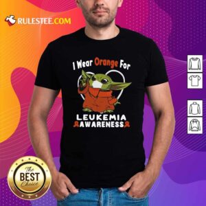 Pretty Baby Yoda Face Mask Wear Orange For Leukemia Awareness Shirt