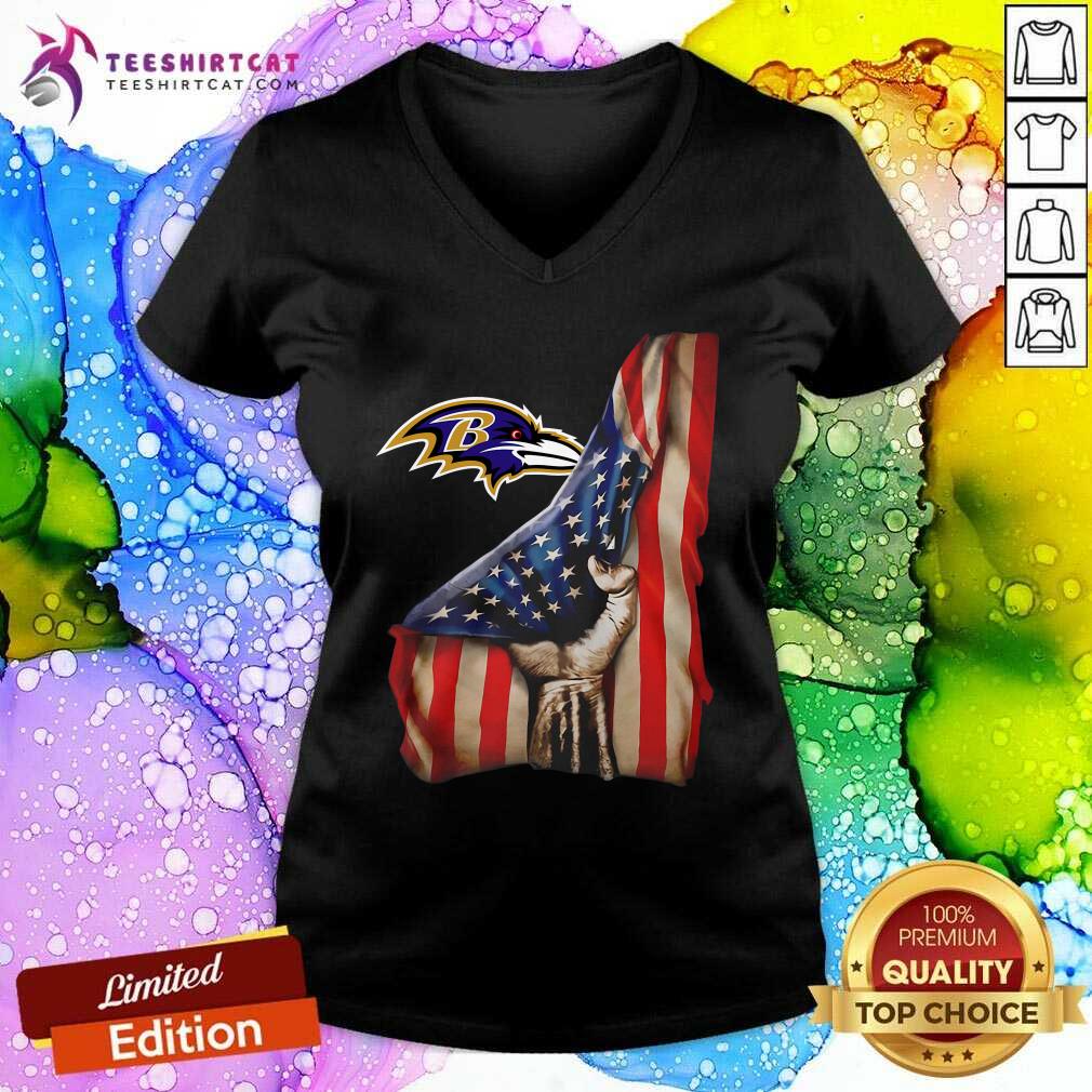 Funny Baltimore Ravens Logo And American Flag Drop 2021 Shirt