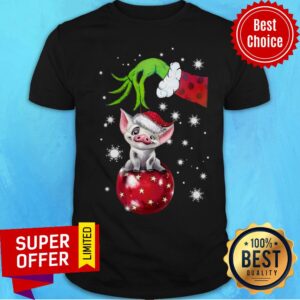 Nice The Grinch Hand Holding Santa Pig Shirt