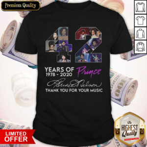 Funny 42 Year Of Prince 1978 2020 Thank You For Your Music Signature Shirt