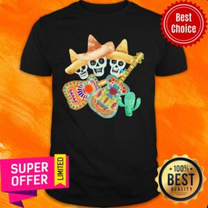 Awesome Skull Guitar Sombrero Catus Shirt