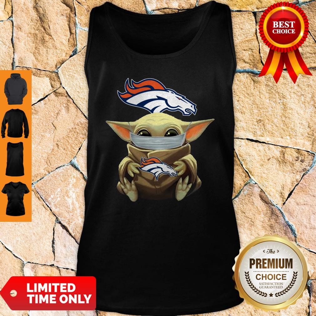Official Baby Yoda Face Mask Denver Broncos Tee Shirt