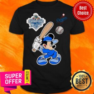 Mickey Mouse playing Baseball World series Champion Dodgers Shirt
