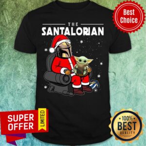 The Santalorian Santa Mandalorian Hug Baby Yoda Christmas Shirt