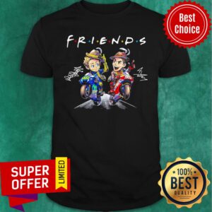 Top Valentino Rossi And Marc Marquez Anime Signatures Friends Shirt