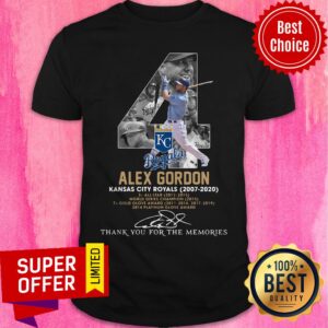Kansas City Royals 4 Alex Gordon Thank You For The Memories Signature Shirt