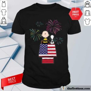 Snoopy And Charlie Brown American Flag Shirt