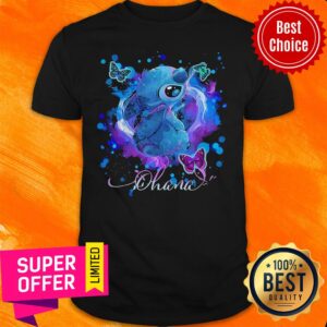 Funny Disney Stitch And Butterflies Ohana Color Shirt