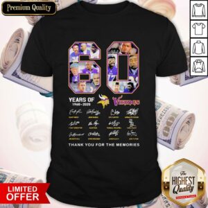 Top 60 Years Of Minnesota Vikings 1960 2020 Signature Thank You For The Memories Shirt
