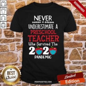 Premium Never Underestimate Preschool Teacher Teacher Survived 2020 Pandemic Shirt