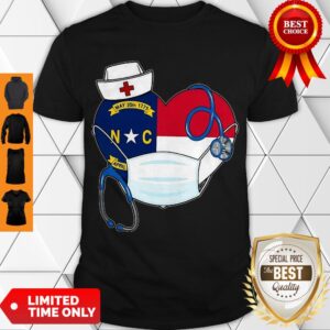 Nice Nurse Heart Stethoscope Mask North Carolina Flag Shirt