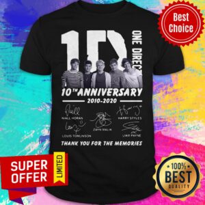 One Direction 10th Anniversary 2010 2020 Thank You For The Memories Signatures Shirt