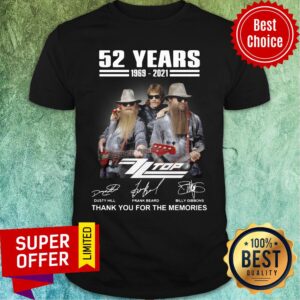 Guitar 52 Years 1969 2021 Dusty Hill Frank Beard Billy Gibbons Thank You For The Memories Shirt