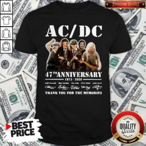 Top Official AC DC 47th Anniversary 1973 2020 Thank You For The Memories Signatures Shirt