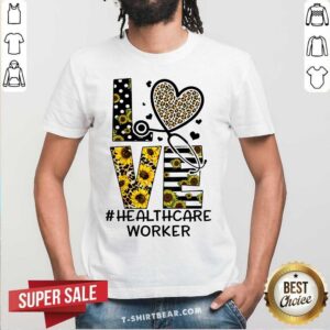 Medical Stethoscope Love Healthcare Worker Sunflower Leopard Shirt