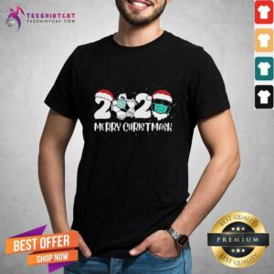 Awesome Merry Christ Mask 2020 Santa Soccer Sport Quarantine Christmas Shirt