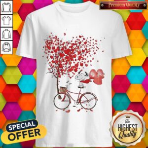 Top Snoopy Riding Bicycle Hearts Shirt